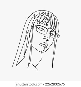 Surreal Faces Continuous line, drawing of set faces and hairstyles, fashion concept, woman's beauty, minimalist, vector illustration, pretty sexy. Take care of yourself.