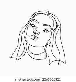 Surreal Faces Continuous line, drawing of set faces and hairstyles, fashion concept, woman's beauty, minimalist, vector illustration, pretty sexy. Take care of yourself.