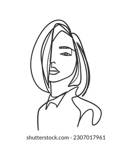 Surreal Faces Continuous line, drawing of set faces and hairstyle, fashion concept, woman beauty minimalist, vector illustration pretty sexy. Contemporary portrait