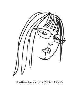 Surreal Faces Continuous line, dibujo de rostros y peinado, concepto de moda, mujer belleza minimalista, ilustración vectorial bastante sexy. Retrato contemporáneo