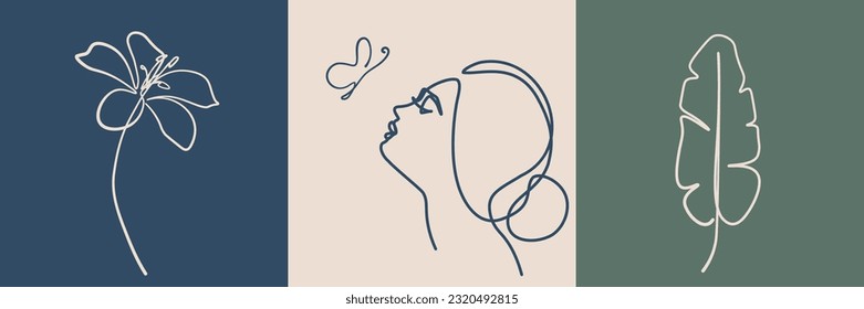 Surreal Faces Kontinuierliche Linie, Zeichnung von Gesichtern und Frisuren, Mode-Konzept, Frau's Schönheit, minimalistisch, Vektorgrafik, ziemlich sexy. Liebe dich und pass auf dich auf!