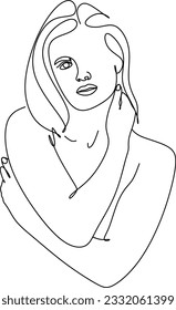 Surreal Faces Continuous line, drawing of set faces and hairstyles, fashion concept, woman's beauty, minimalist, vector illustration, pretty sexy. Love yourself and take care of yourself.