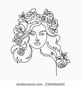 Surreal Faces Continuous line, drawing of set faces and hairstyles, fashion concept, woman's beauty, minimalist, vector illustration, pretty sexy. Love yourself and take care of yourself.