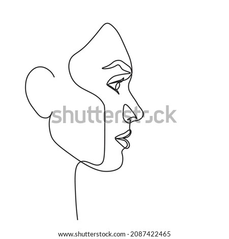 Surreal Faces Continuous line, drawing of set faces and hairstyle, fashion concept, woman beauty minimalist, vector illustration pretty sexy. Contemporary portrait
