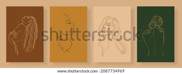 Surreal Faces Continuous line,\
drawing of set faces and hairstyle, fashion concept, woman beauty\
minimalist, vector illustration pretty sexy. Contemporary\
portrait\
