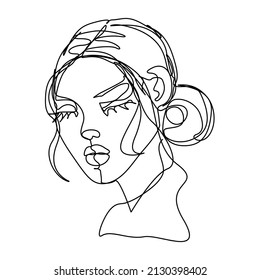 Surreal Faces continuous lines, drawing of a set of faces and hairstyles, fashion concept, feminine minimalist beauty, beautiful sexy vector illustration. Contemporary portraits.