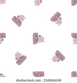 Surreal gegenüber einem einzeiligen Muster. Abstraktes minimalistisches Kunstdesign für Druck, Cover, Tapete, Minimale und natürliche Wandkunst. Vektorgrafik auf weißem Hintergrund.