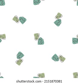 Surreal Faces One Line Seamless Pattern . Abstract Minimalistic Art design for print, cover, wallpaper, Minimal and natural wall art. Vector illustration on white background.