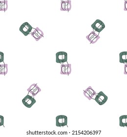 Surreal Faces One Line Seamless Pattern . Abstract Minimalistic Art design for print, cover, wallpaper, Minimal and natural wall art. Vector illustration on white background.