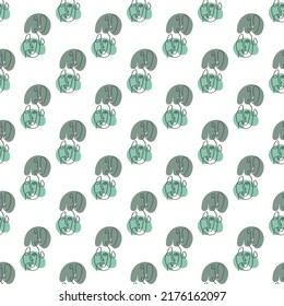 Surreal Faces One Line Seamless Pattern . Abstract Minimalistic Art design for print, cover, wallpaper, Minimal and natural wall art. Vector illustration on white background.