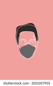 Surreal Faces used mask Continuous line, drawing of set faces and vector illustration on pink background