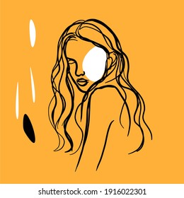 surreal faces vector line art. Minimalist portrait. 