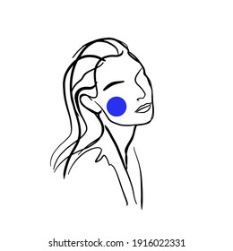 surreal faces vector line art. Minimalist portrait. 