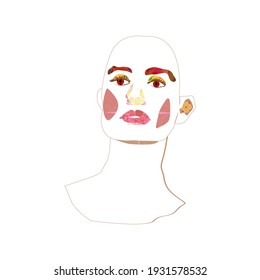 Surreal female portrait vector illustration. Cosmic girl, an alien woman graphic image