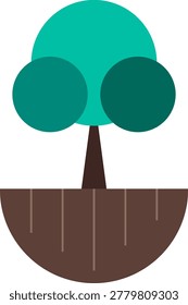 Surreal floating island tree vector illustration for fantasy world building and eco-futurism environmental concept art branding design