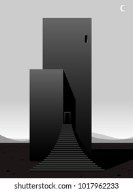 surreal futuristic building, minimal vector