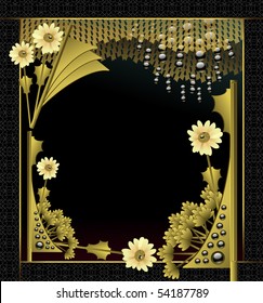 Surreal Golden Floral Framework