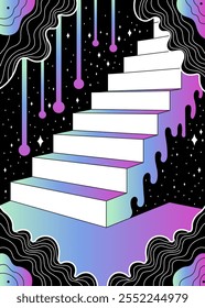 Surreal Gradient Stairs Ascending to a Cosmic Dreamscape