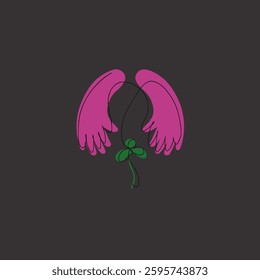 Surreal hands holding a clover - Abstract line art