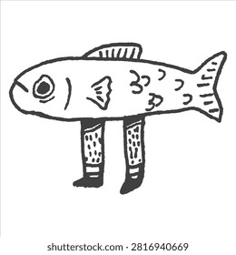 Surreal illustration fish and
