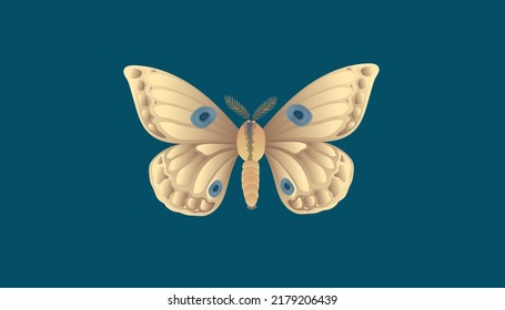 Surreal moth isolated in background. vector illustration of butterfly. Concept artwork of dream and imagination