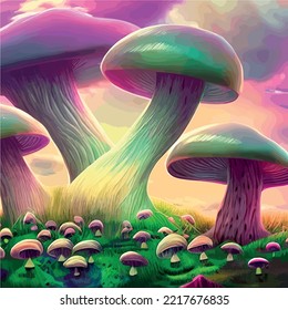 surreal mushroom landscape 