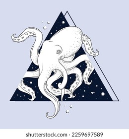 surreal octopus in triangle scene