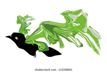 Surreal pigeon on white background
