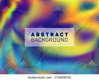 Surreal poster glitch holographic vector layout design. Abstract graphic design elements. Beautiful glitch hologram gradient background for poster.