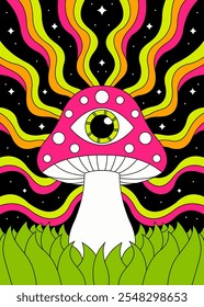 Surreal Psychedelic Mushroom with Eye Design in Vibrant Colors