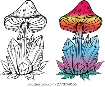 Surreal psychedelic mushroom growing