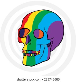 surreal rainbow color human skull