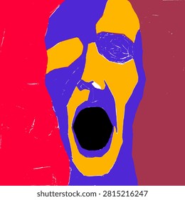 Surreal Screaming Face Vector for Expressionist Posters