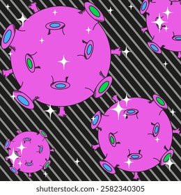 Surreal Space art with pink Moon. Sur cosmic vector illustration. Perfect Space background card brochure cover template design. EPS 10