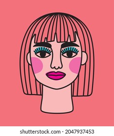 surreal teen face over pink