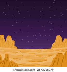 Surreal vector landscape of a strange planet in space. Featuring unique terrain and cosmic details, this otherworldly scene adds a bold, imaginative touch to any design