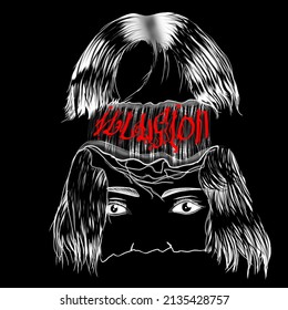 surreal woman illustration design with illusion.template,Tshirt,metal and horror
