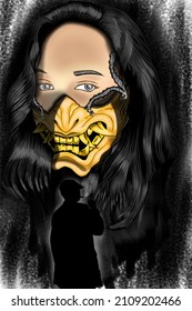 surreal woman vector illustration design.black and white,dark background