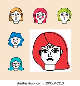 surreal women faces abstract portrait