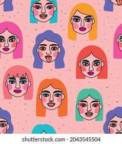surreal women pattern over pink