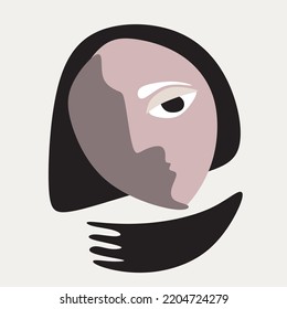 Surreal women portraits in the cubism style. Modern abstract face portrait. Contemporary colorful background Cubism style for print, cards, textile. Vector fashion abstraction poster