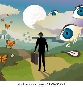 surrealism landscape background