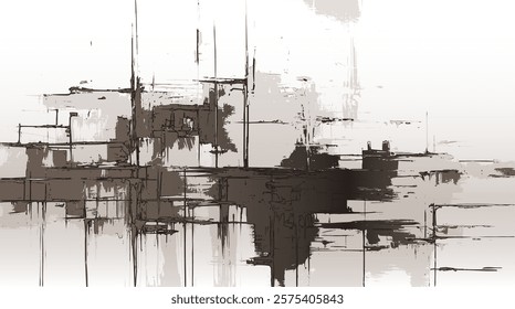 Surrealism landscape, the Echoes of Structure in Abstract Spaces: Sepia Lines Unraveling a Minimalist Journey Through Form and Texture in vector format