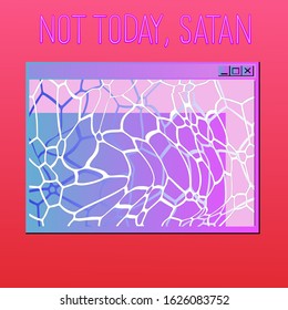 Surrealist collage with console window, texture of water surface at overhead view and neon sign. Vaporwave, seapunk, synthpop style print.