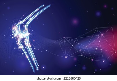 A surrealistic articular cartilage illustration incorporating modern connection technology. medical use Scientific and commercial.