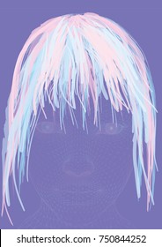 Surrealistic head of a girl. Vector polygonal illustration.