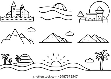 Surrealistic landscapes line art creative visions