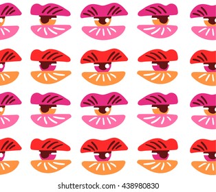 Surrealistic lips and eyes. Seamless pattern. Vector illustration eps 10. 