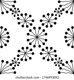 Surrealistic simple seamless flower image. Black and white colors. Modern image.
