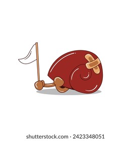 surrendered snail character vector. vector icon cartoon illustration icon